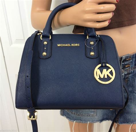 small navy blue michael kors purse|michael kors blue denim purse.